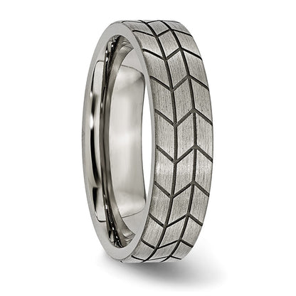 Titanium Flat Tread Design 6mm Brushed Band