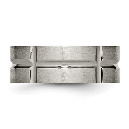 Titanium Grooved 8mm Brushed And Polished Band