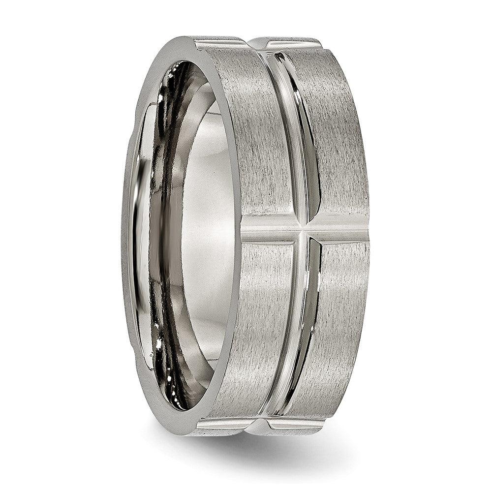 Titanium Grooved 8mm Brushed And Polished Band