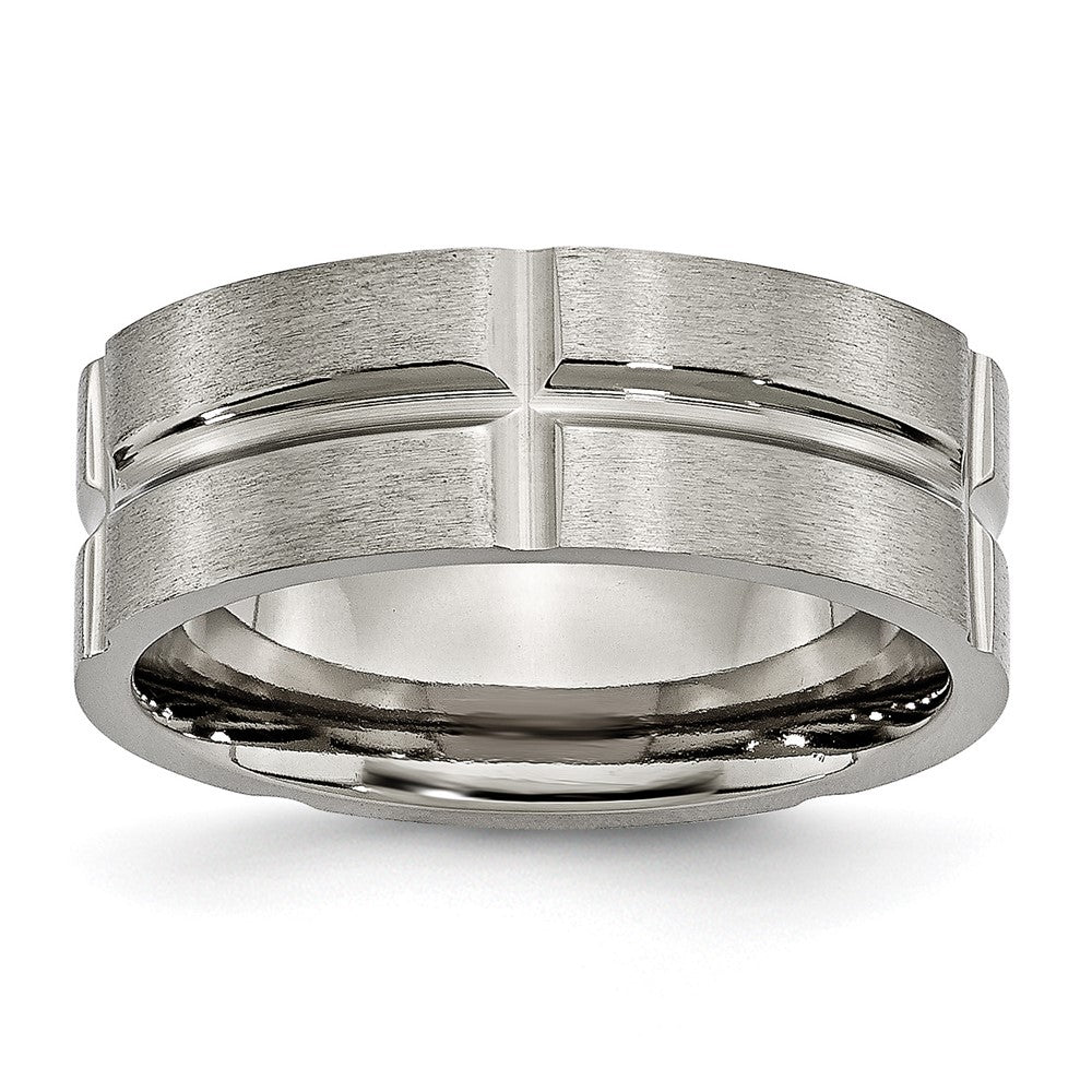 Titanium Grooved 8mm Brushed And Polished Band