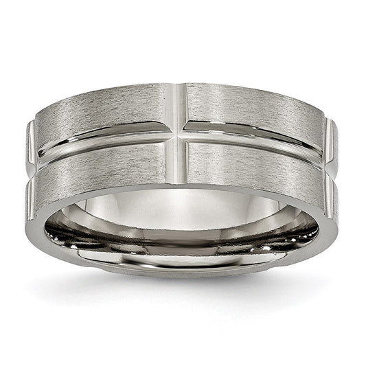 Titanium Grooved 8mm Brushed And Polished Band
