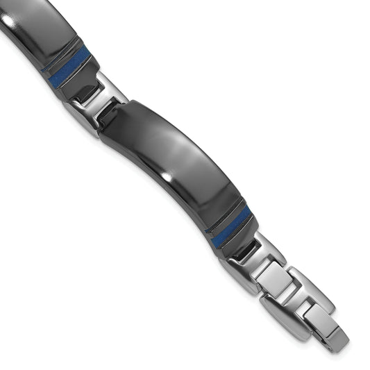 Titanium Black Ti Polished Blue Annodized Bracelet