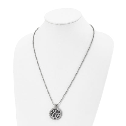 Titanium Polished Black Enamel With 1/20Ct. Diamond 24In Necklace
