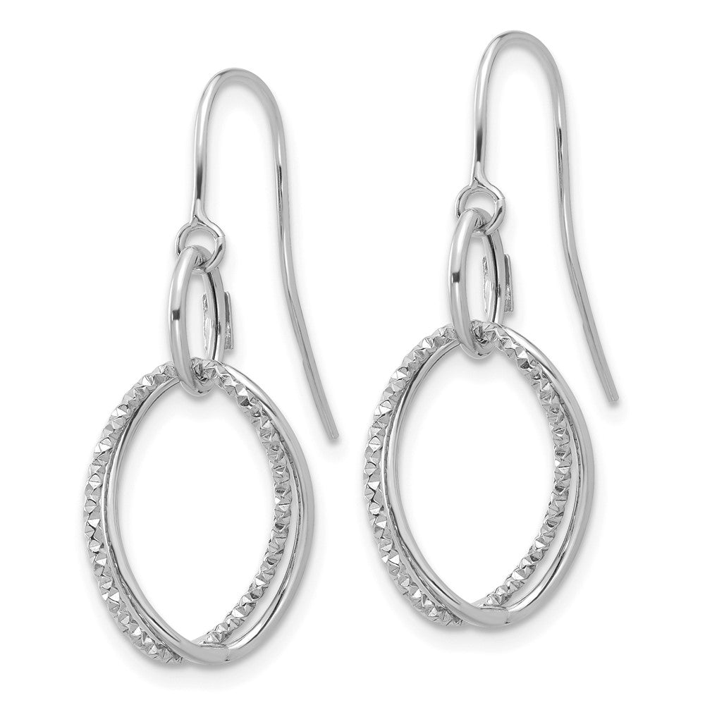 10K White Gold Polished And Textured Shepherd Hook Earrings