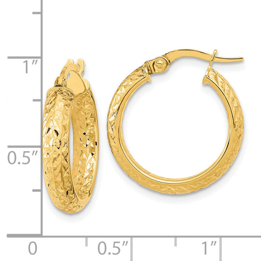 14K Yellow Gold Polished And Diamond-Cut Inside Out Fancy Hoop Earrings