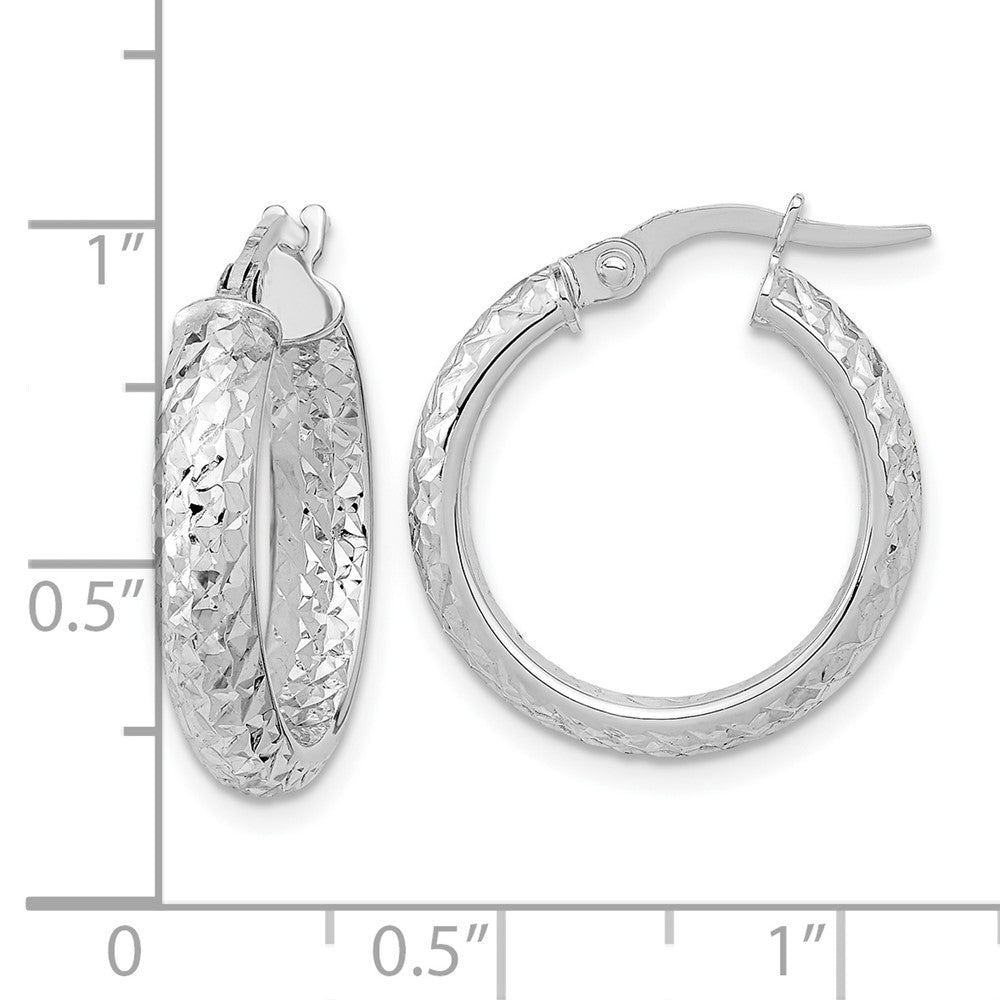 14K White Gold Polished And Diamond-Cut Inside Out Fancy Hoop Earrings