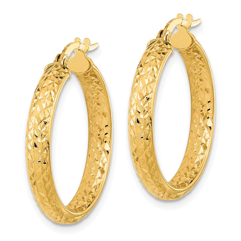 14K Yellow Gold Polished And Diamond-Cut Inside Out Fancy Hoop Earrings