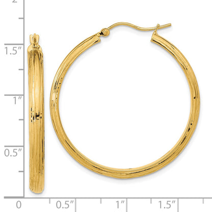 14K Yellow Gold Polished And Textured Fancy Hoop Earrings