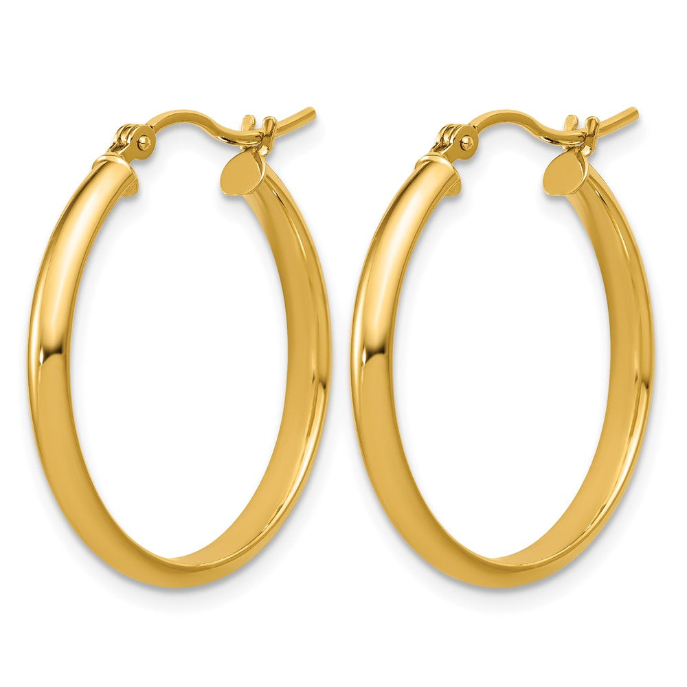 14K Yellow Gold Round Tube Hoop Earrings