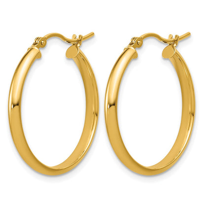 14K Yellow Gold Round Tube Hoop Earrings