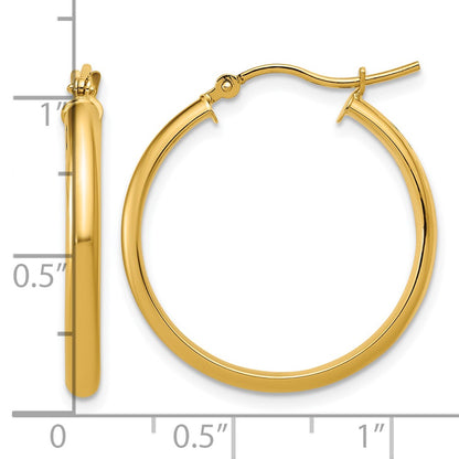 14K Yellow Gold Round Tube Hoop Earrings
