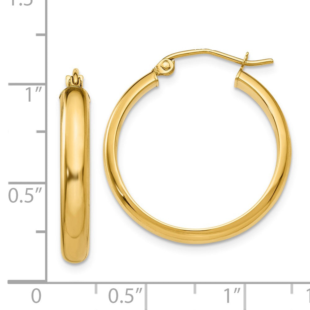 14K Yellow Gold Round Tube Hoop Earrings