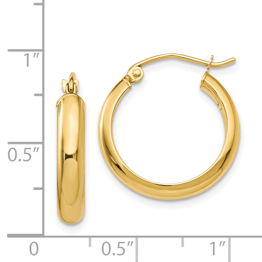 14K Yellow Gold Round Tube Hoop Earrings