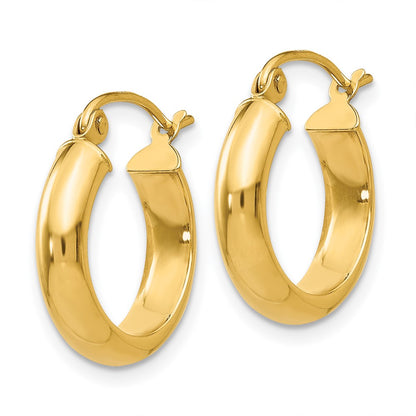 14K Yellow Gold Round Tube Hoop Earrings