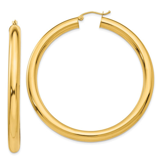 14K Yellow Gold Polished 5mm Tube Hoop Earrings