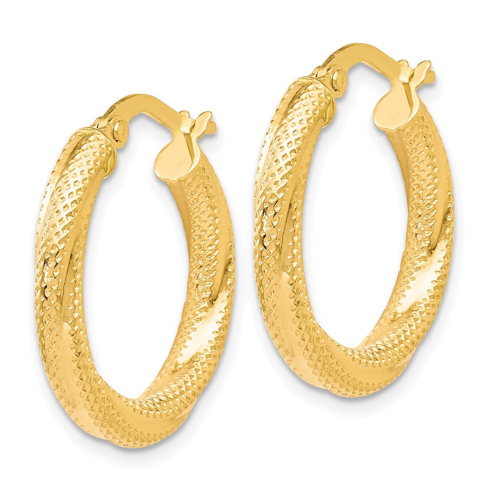 10K Yellow Gold Textured Hinged Hoop Earrings