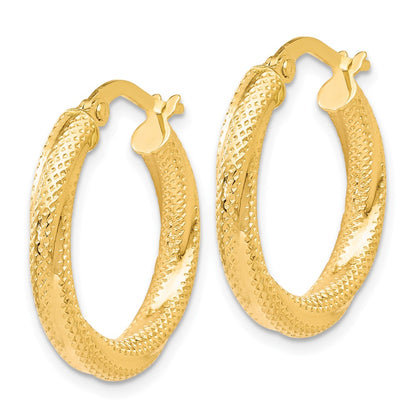 10K Yellow Gold Textured Hinged Hoop Earrings