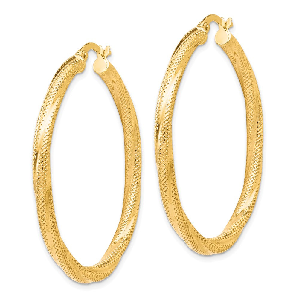 10K Yellow Gold Twisted Hinged Hoop Earrings