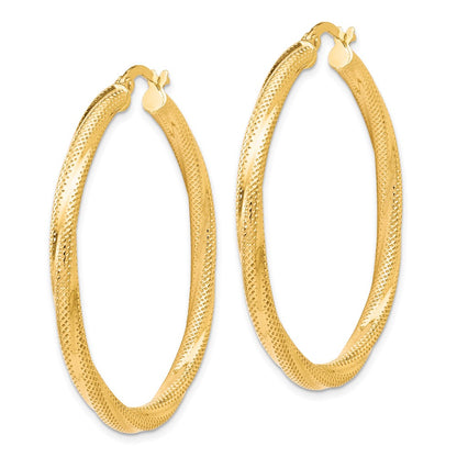 10K Yellow Gold Twisted Hinged Hoop Earrings