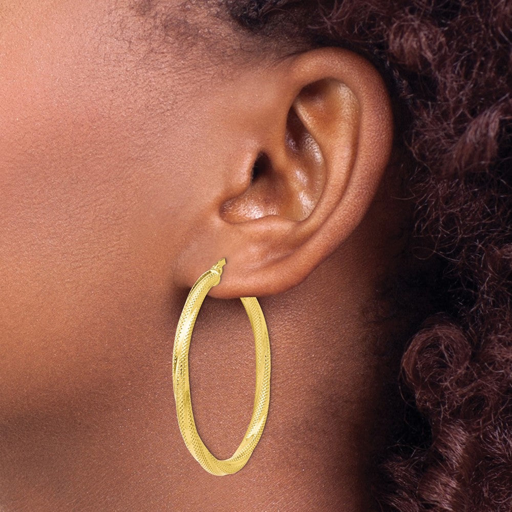 10K Yellow Gold Twisted Hinged Hoop Earrings