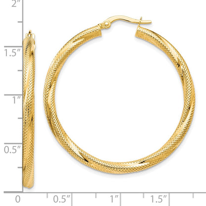 10K Yellow Gold Twisted Hinged Hoop Earrings