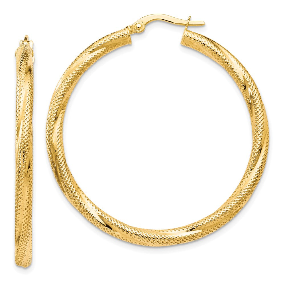 10K Yellow Gold Twisted Hinged Hoop Earrings