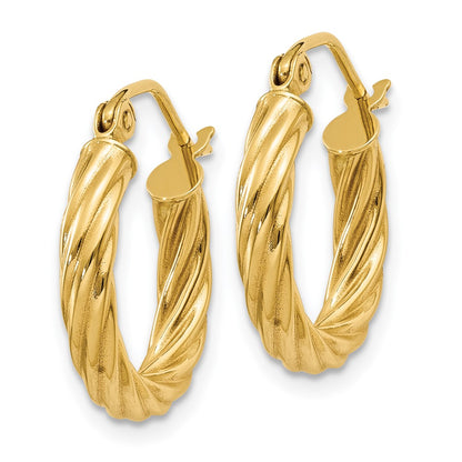 14K Yellow Gold Polished 2.75mm Twisted Hoop Earrings