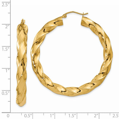 14K Yellow Gold Polished 5.0mm Twisted Hoop Earrings