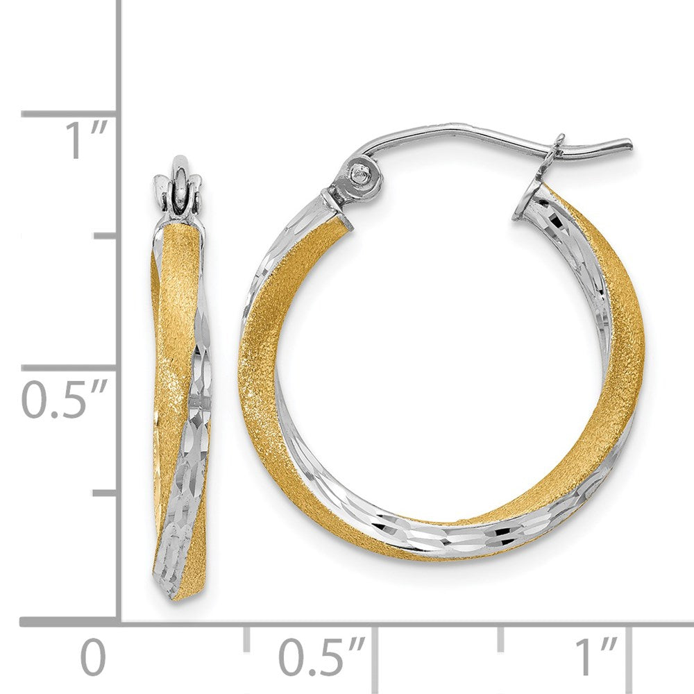 14K Yellow & Rhodium Diamond-Cut 2.5mm Twisted Hoop Earrings