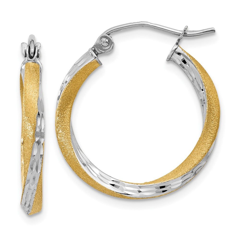 14K Yellow & Rhodium Diamond-Cut 2.5mm Twisted Hoop Earrings