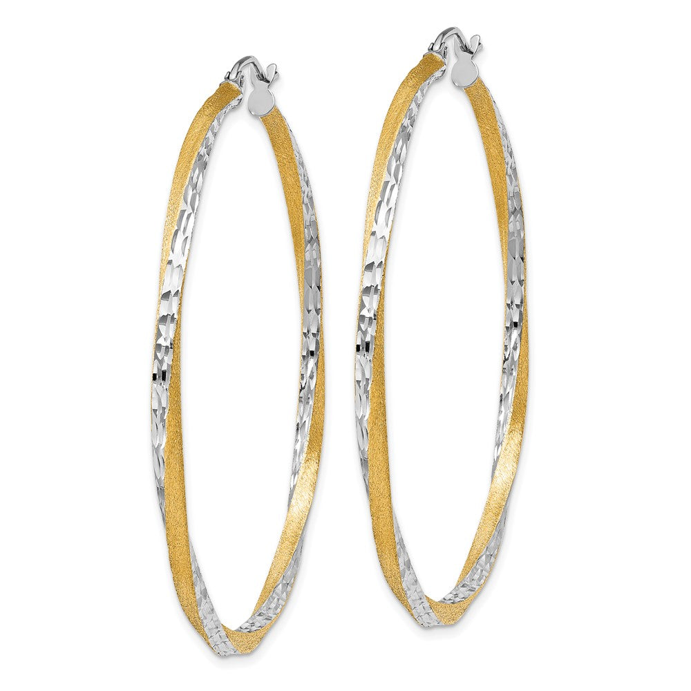 14K Yellow & Rhodium Diamond-Cut 2.5mm Twisted Hoop Earrings
