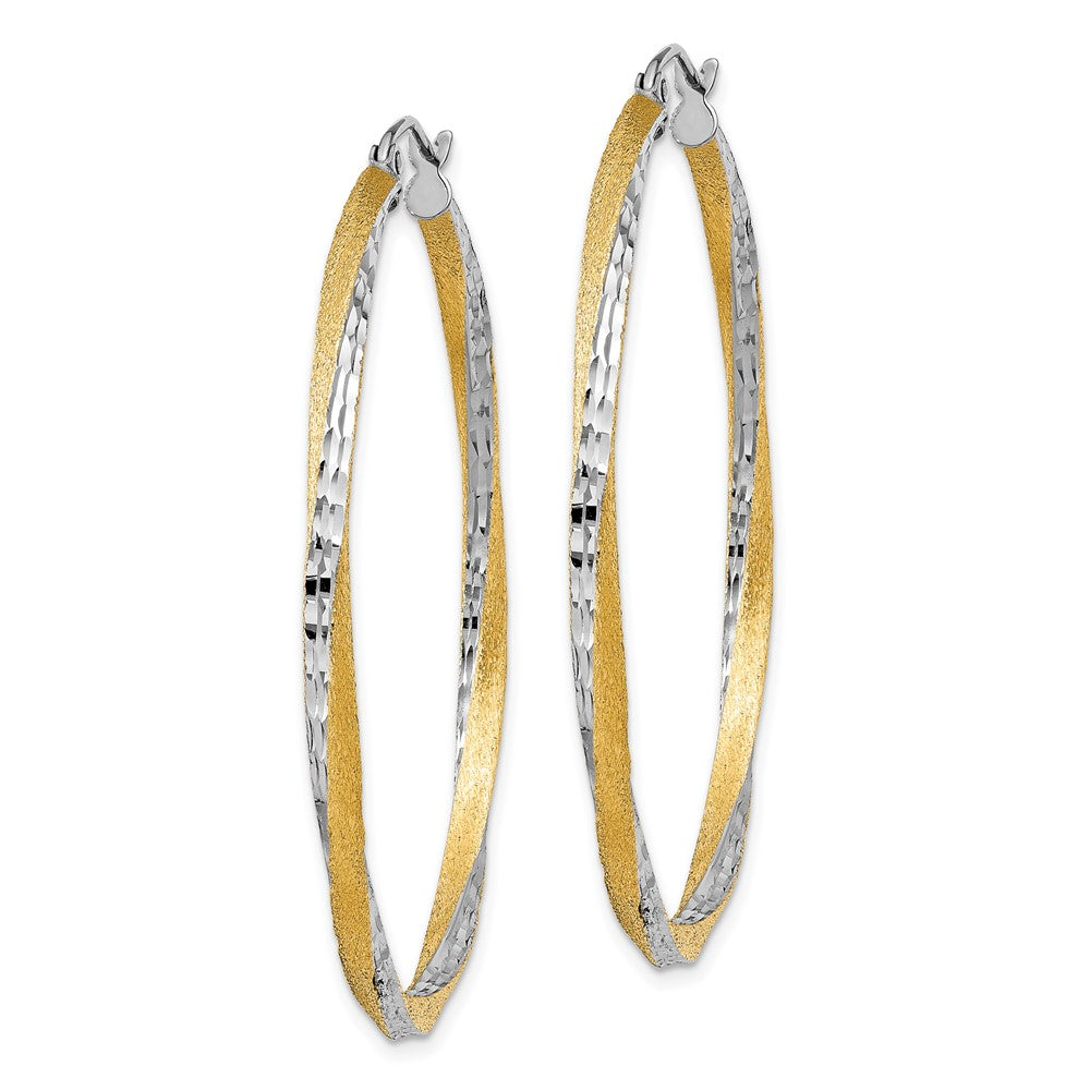 14K Yellow & Rhodium Diamond-Cut 2.5mm Twisted Hoop Earrings