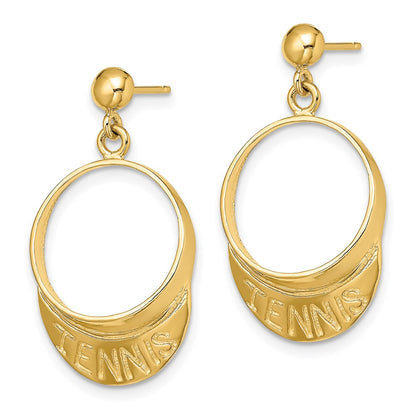 14K Yellow Gold 3-D Tennis Visor Dangle Post Earrings