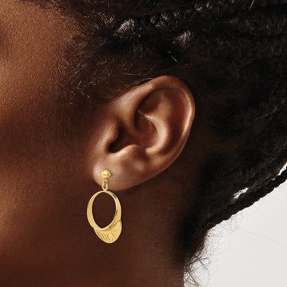 14K Yellow Gold 3-D Golf Visor Dangle Post Earrings