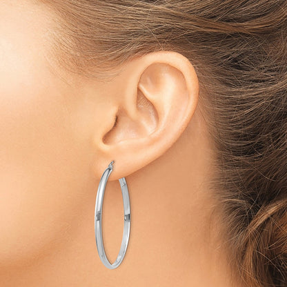 14K White Gold Polished Hoop Earring