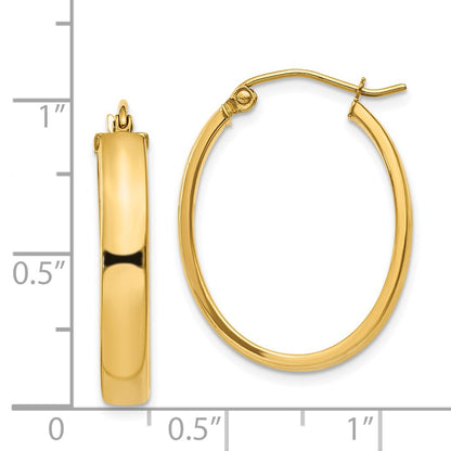 14K Yellow Gold Lightweight Oval Hoop Earrings
