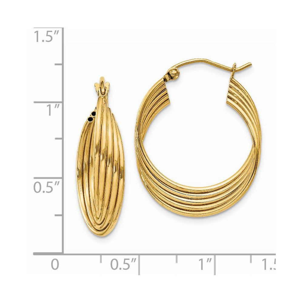 14K Yellow Gold Lightweight Fancy Hoop Earrings