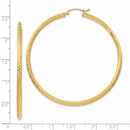 14K Yellow Gold Knife Edge Diamond-Cut Hollow Hoop Earrings