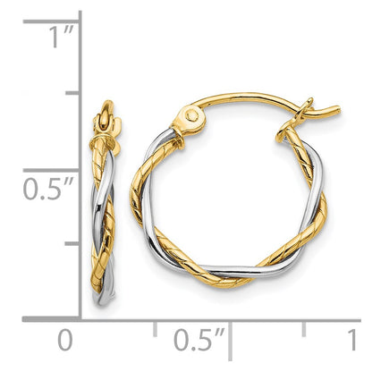 14K Two-Tone Polished 1.8mm Twisted Hoop Earrings