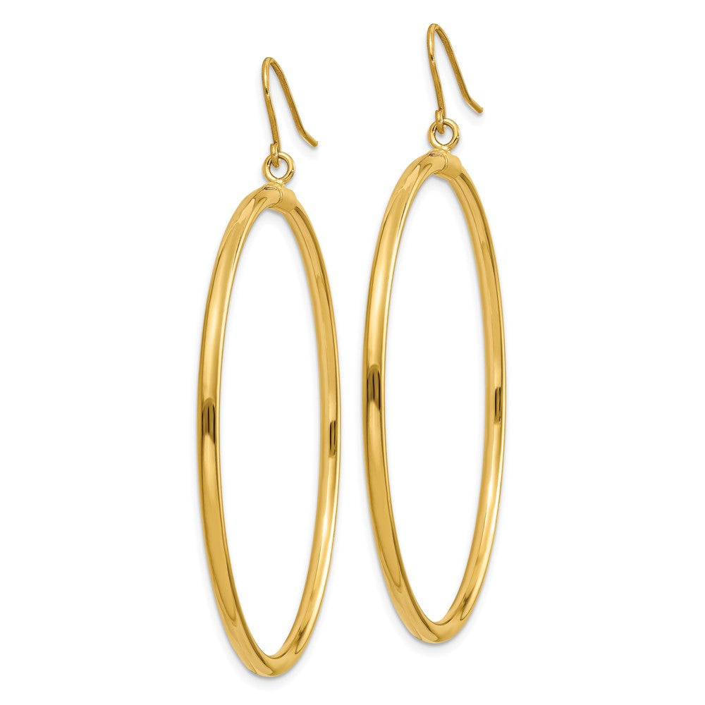 14K Yellow Gold Tube Hoop Dangle Earrings