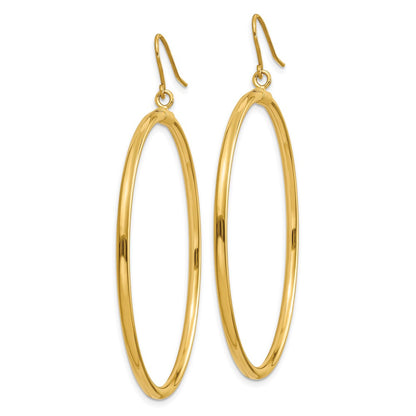 14K Yellow Gold Tube Hoop Dangle Earrings