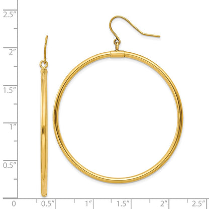 14K Yellow Gold Tube Hoop Dangle Earrings