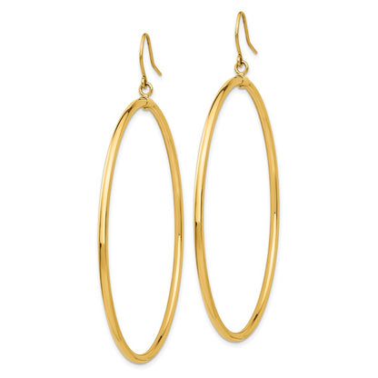 14K Yellow Gold Tube Hoop Dangle Earrings