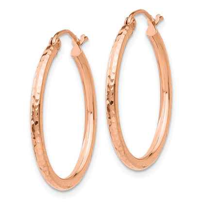 14K Rose Gold Diamond-Cut Polished Hoop Earrings