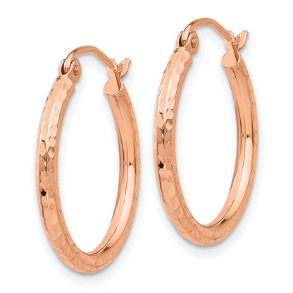 14K Rose Gold Diamond-Cut Polished Hoop Earrings