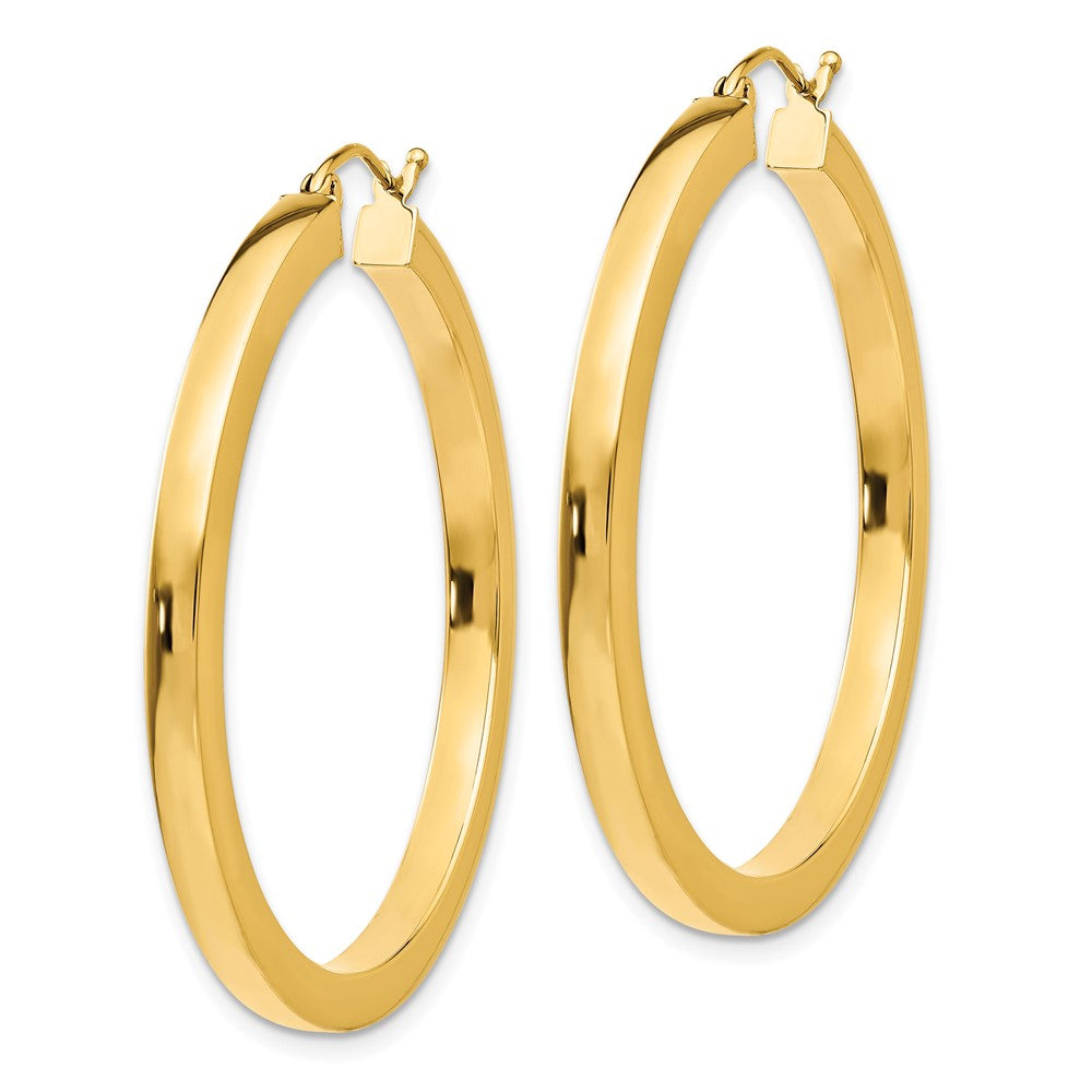 14K Yellow Gold 3mm Polished Square Hoop Earrings