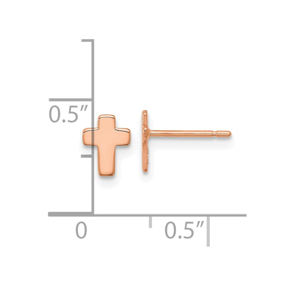 14K Rose Gold Polished Small Cross Post Earrings