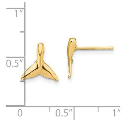 14K Yellow Gold Mini Whale Tail Post Earrings