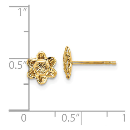 14K Yellow Gold Diamond-Cut Floral Post Earrings