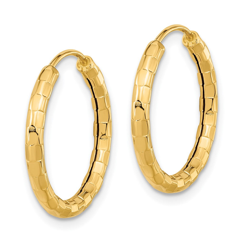 14K Yellow Gold Polished Faceted 2.5mm Hoop Earrings